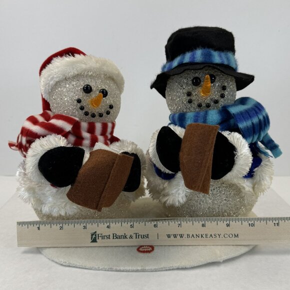 Vtg Lighted Animated Music Snowman Duo Melted Plastic Popcorn Winter Wonderland - Picture 13 of 14